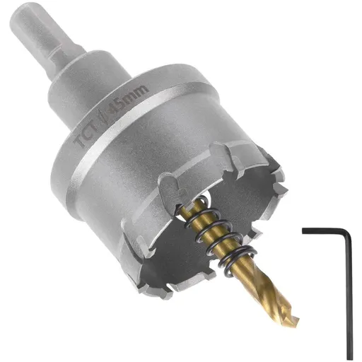 Bi-Metal Hole Saw, 45Mm Industrial Grade Stainless Steel Tct Carbide, High Speed Steel Metal Alloy Hole Saw For Metal,