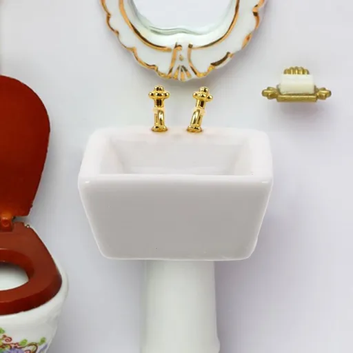 1Pcs Dollhouse Bathroom Sink Miniature Bathtub for Bathroom Setup in 1.57X1.57X1.18In