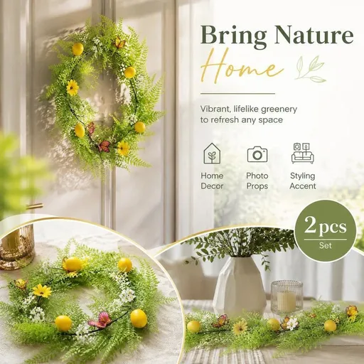 1.75m Spring Lemon Hanging Vine Home Decor Pack of 2
