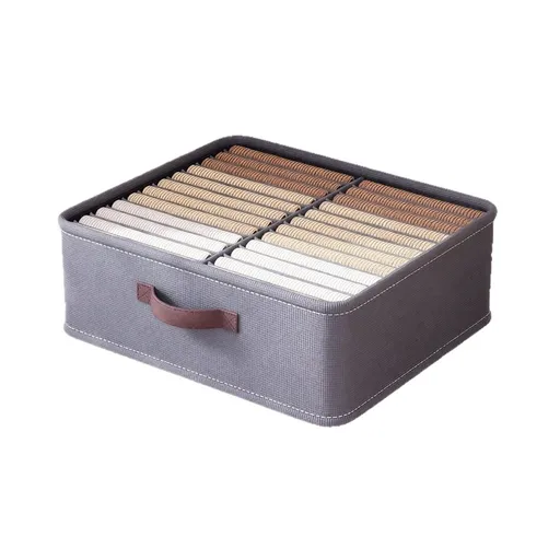 Double-Row Grid Clothing Organizer Box Divided Storage Bin for Wardrobe Drawer Clothes Sorting High-Quality Material Storage Container for Home Family and Daily Use