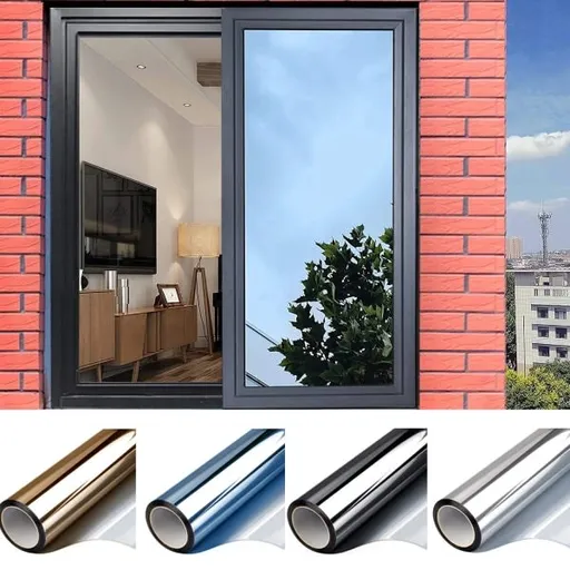 One-way mirror window film solar protection glass sticker - Advertising - Blue silver 40x300 cm Blue-silver 40x300 cm Blue-silver 40x300 cm