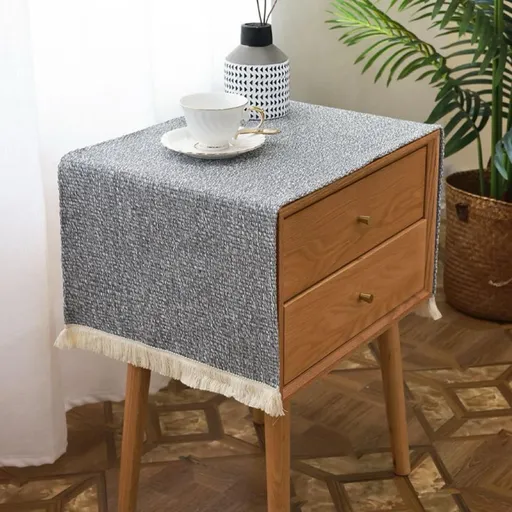 Bedside Table Cover - Coffee Table Cover with Tassel Top, Bedside Table Bedside Bedroom Bedside Living Room Small Tablecloth Furniture（40*70cm）