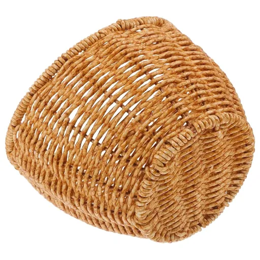 Light Brown Slanted Fruit Tray with Imitation Rattan Design for Home Decor and Kitchen Organization
