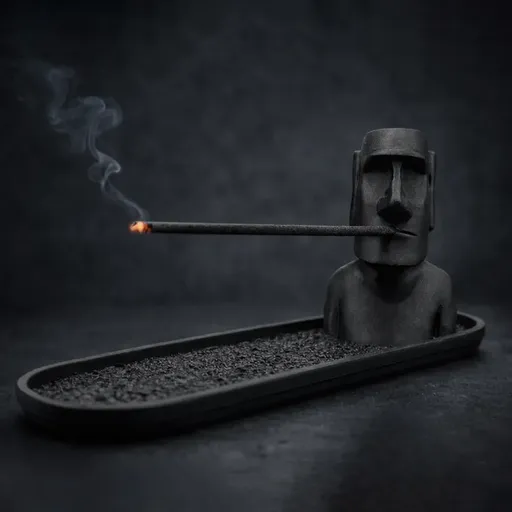 3D Printed Moai Incense Holder – Easter Island Statue, Black