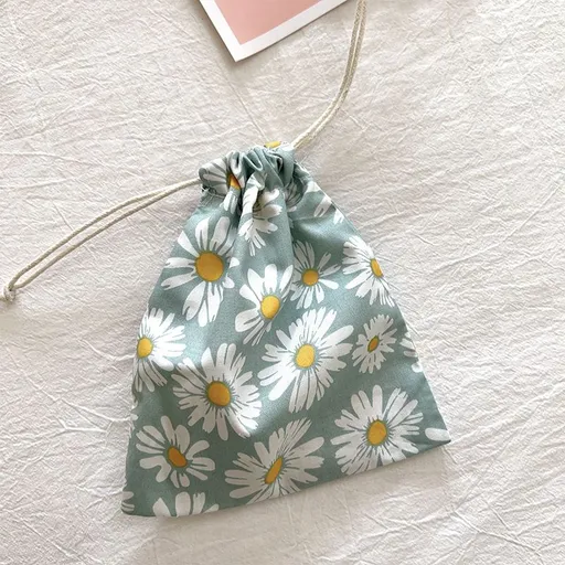 Dear Travel Storage Bag Cotton Multi-Purpose BYBY-198 Light green Daisy-cotton material