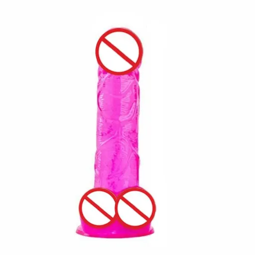 House Of Dasein Realistic Jelly Dildo Deep Throat Training Cock And Balls Dong - Pink - 21Cm
