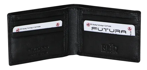 Futura Mens RFID Slim Genuine Leather Wallet - Black