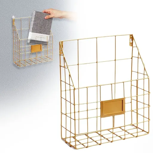 Rack,Wall Mounted Magazine Holder Wall File Organizer Mesh Hanging File Organizer Hanging Magazine Rack Metal Mail Organizer Storage Holder Magazine Document Rack For Home