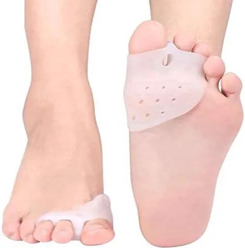 Silicone Toe Separator for 3 Toes | Bunion Protector | Forefoot Cushion | Hallux Valgus Pain Relief | For Shoes | Set of 2 | White