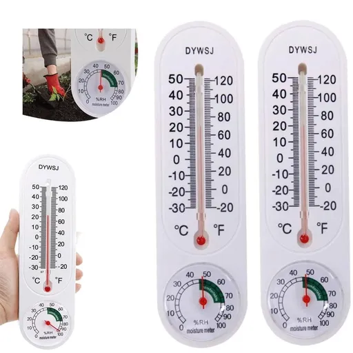 2 PCS Outdoor Indoor Thermometer Hygrometer, Garden Wall Temperature Humidity Gauge, Celsius Fahrenheit Meter for Patio Greenhouse Cellar and Home Use