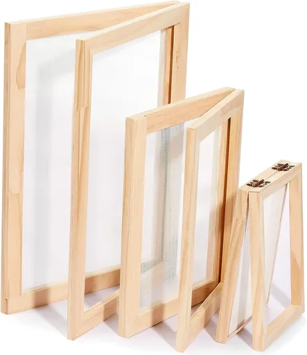3 Size Wooden Paper Making Screen Paper Making Mould and Frame Kit for DIY Craft(A6, A5, A4)