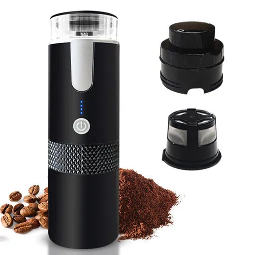 Portable Electric Espresso Coffee Machines 6oz Single Serve Mini Coffee Maker with Cup Coffee Powder and Capsule Bin 1200mAh Rechargeable Battery Automatic Brew for Camping Travel Car Hiking Office(NO Heating Function)