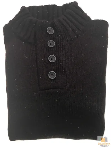 Mens Knit Jumper Pullover Sweater Knitted Casual Stretch Warm Winter - 4 Button Mulberry 94 (KW16) - M