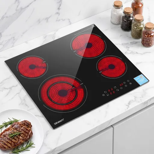 Devanti Ceramic Cooktop 5 Cooking Zone 4 Electric Hobs Touch Control 7600W Black