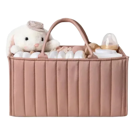 Breathable Water Resistant Baby Diaper Storage Basket Dark Pink, Large Capacity, Perfect for Home and Travel