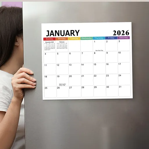 Magnetic Refrigerator Calendar, 12 x 10 in 18 Month Monthly Planner from January 2026 to June 2027, Style A, for Everyday Home Use