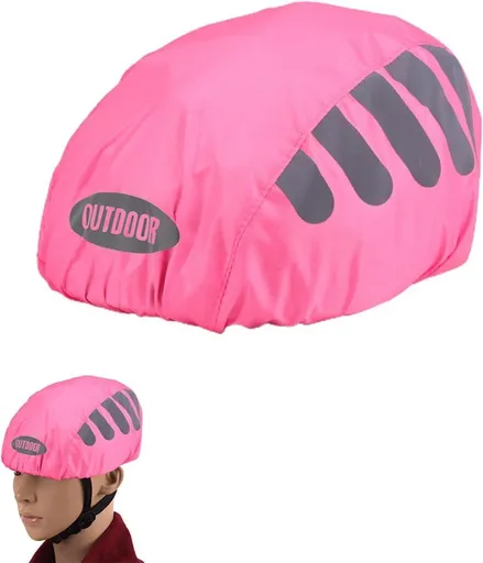 Reflective Bicycle Helmet Cover, Universal Wind and Water Resistant, Compatible with All Brands, Pink