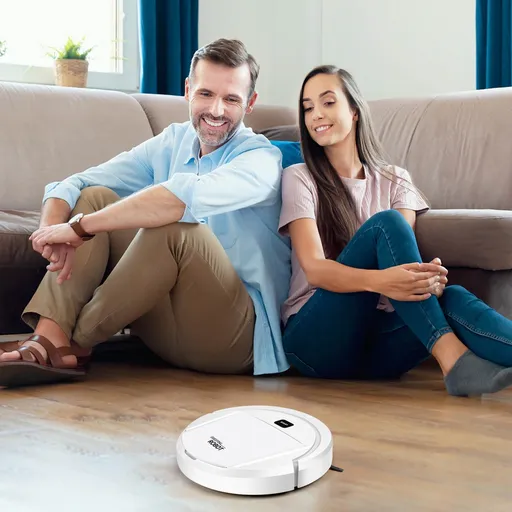 Robot Vacuum Cleaner, ultra thin 4 in 1 sweeping and mopping robot for hard floors pet hair and low pile carpets with quiet cleaning modes, White