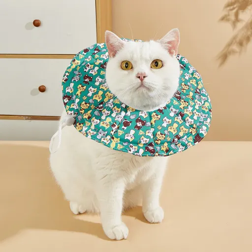 Soft Pet Elizabethan Collar Cartoon Waterproof. L Lake Blue Kitten