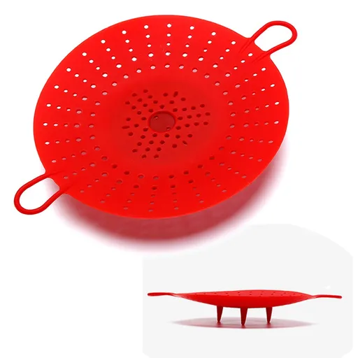 Silicone Vegetable and Food Steamer Basket,Good Grips Silicone Steamer for Instant Pot-8.5 in,Red Compatible Cooking Pots