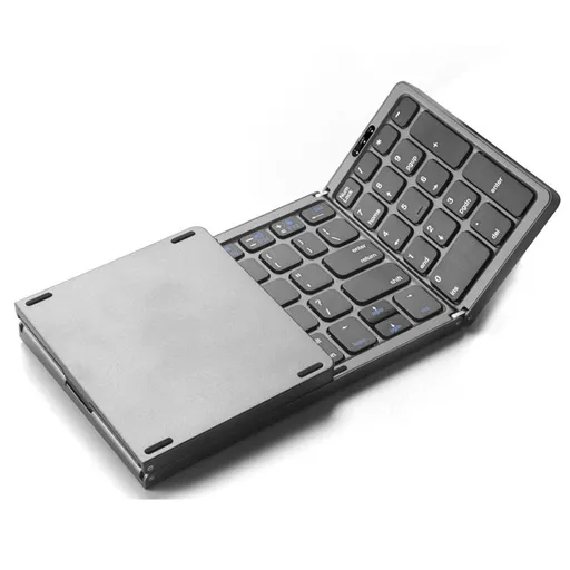Foldable Bluetooth Keyboard, Wireless Folding Travel Keyboard with Number Pad, Portable Compact Rechargeable Keyboard