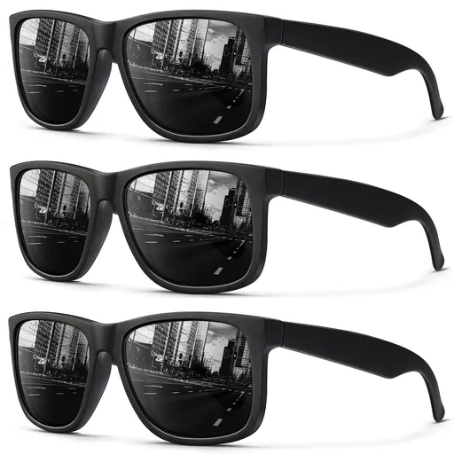Mens Sunglasses Polarized, Retro Sunglasses for Men Women with UV Protection for Outdoors Fishing Driving 3 Packs