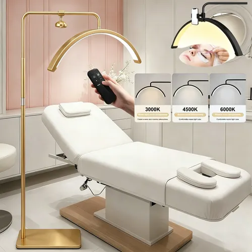 Half Moon Floor Fill Lamp for Salon Tattoo Eyelash Makeup Beauty LED Lash Light Gold