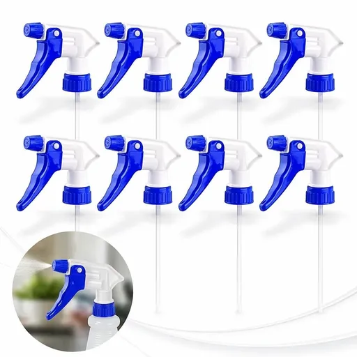 8Pcs Spray Bottle Nozzle Replacement,Blue Heavy Duty Head Part,Nozzles with Tube Spray Bottles Heads Only (No Bottles) for Window Cleaners