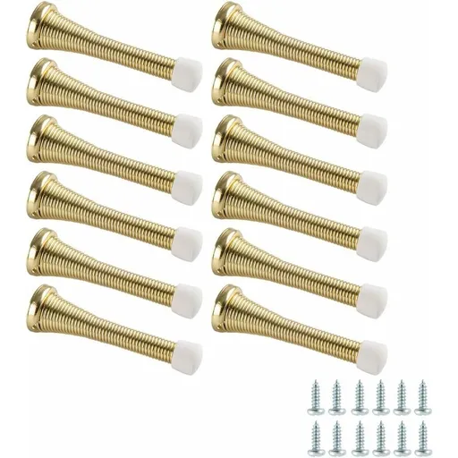 12 Pack Spring Door Stops - Polished Brass