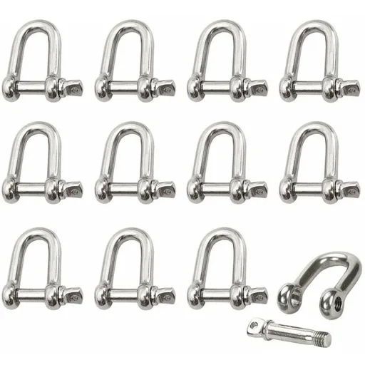 Stainless Steel Shackle 12 pcs M4 Stainless Steel Shackle Lifting Shackle Chain D Ring Shackle Pin Screw Buckle