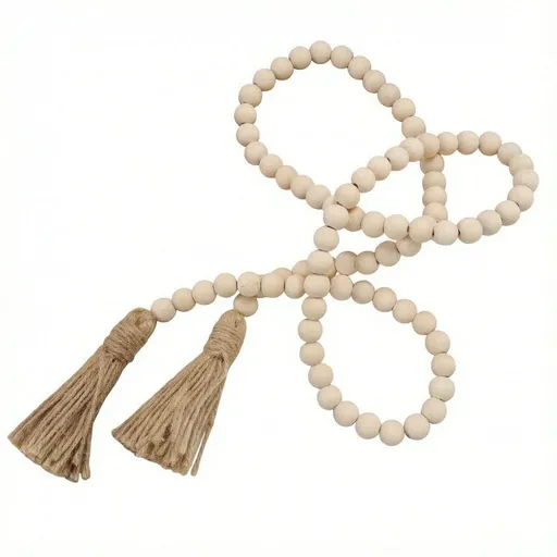 Hat Hanger Farmhouse Beads Tassel Trim Boho Decor Bathroom Wall Decor Fringe Garland Hat Organizer Wooden Prayer Bead Wooden