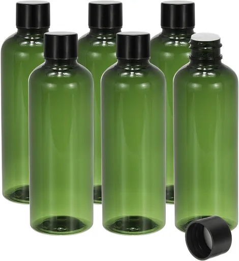 Travel Bottles with Screw Cap, 6 Pcs 3.4Oz(100ml) Leak Proof Refillable Empty Dispenser Container Squeeze Bottle PP Lid for Shampoo Toiletries Lotion Cream, Green -