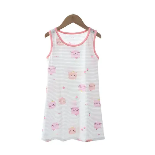 KIDS MAM&DAD Girls Bamboo Cotton Sling Skirt 100% Cotton White Cat 110cm