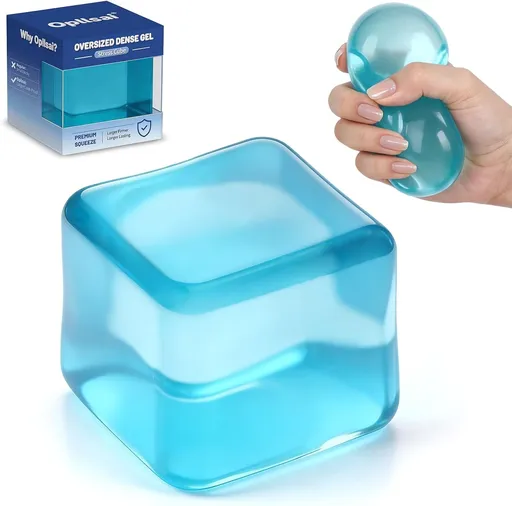 Oversized Dense Gel Stress Cube (2.55") - Anxiety Relief Fidget Toy - Larger, Firmer, Slow-Rise - Dual-Reinforced Leak-Proof Design - Premium Sensory Gift for Adults & Teens