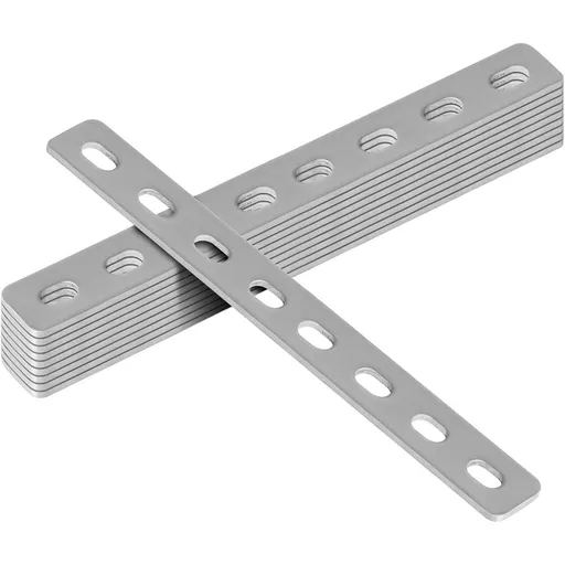 10 Pack 8.18" Flat Straight Brace Brackets,Stainless Steel Slotted Slightly Adjustable Mending Plates（screws are not included）