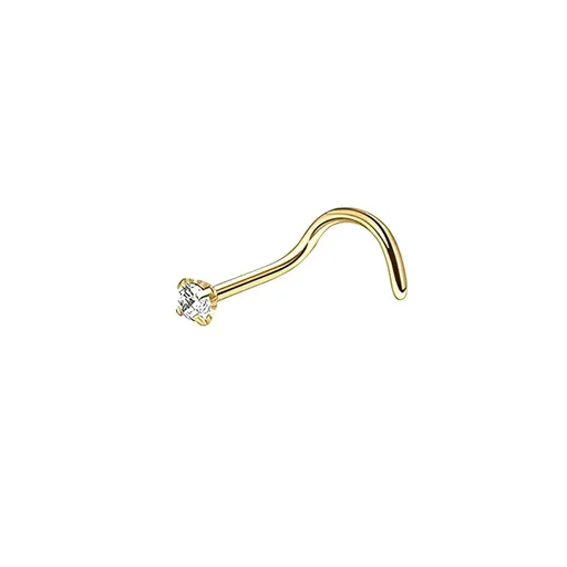 Stainless Steel Nosepiece with Gold Nose Stud Stylish Piercing Jewellery Women - S-Shaped Rod-1.5mm