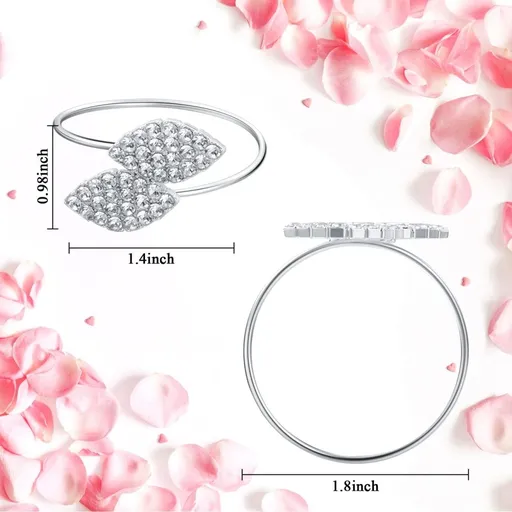Napkin Rings Set Metal Leaves Rhinestone Napkin Holders 1.7 Inch Silver 24 Piece