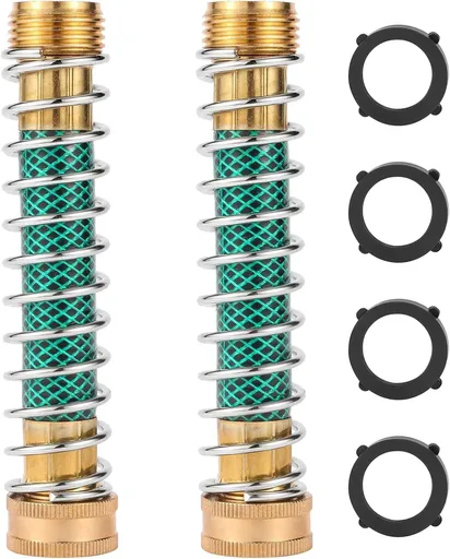 Garden Hose Extension Adapter with Coil Spring Kink Protector for Outdoor Watering, 3/4 Inch, 2 Pack, Daily Comfort Use