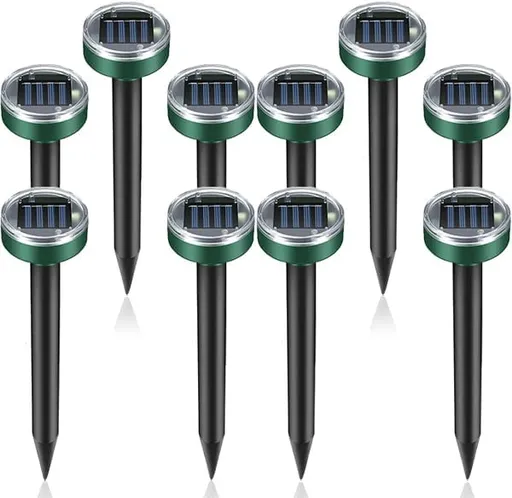 Mole Repellent 10 Packs, Outdoor Solar-Powered Animal Repellent, Waterproof Mole Killer Traps for Garden, Yard, Lawn,Effectively Repels Groundhog Snake Vole