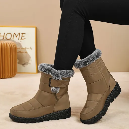 Women's Faux-Fur Trimmed Snow Boots - Coffee - Size 10(AU10/EU38)