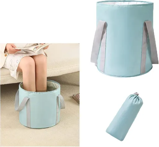 Foldable Foot Bath Tub 30x36cm, Blue, Portable for Home Travel Camping Spa Care, with Non-Slip Design