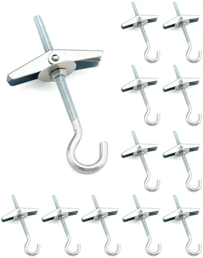 Ceiling Hooks, 12 Packs 3-9/16" Spring Toggle Wing Bolts Wall Fixing Heavy Duty Pothook for Hanging Plants, Swag Hooks Plant Hooks Toggle Hooks
