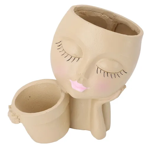 Face Planter Resin Fade Proof Unique Face Succulent Pot with Drainage Hole for Garden Decoration