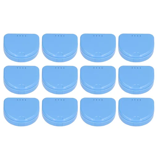 12 Pcs Denture Box Plastic Tooth Dental Orthodontic Retainer Compact Storage Case