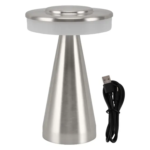 Portable LED Bedside Night Light 3 Color Temperature top Touch control Rechargeable Battery Bedside Lamp Silver