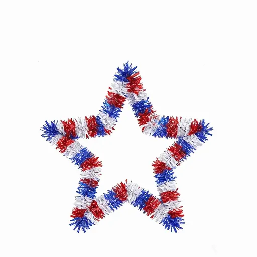 4th of July Patriotic Tinsel Garland Decor, 5Pcs 33ft Red White Blue Metallic Chunky Glitter Party Tinsel for Independence Day, Memorial Day, National Holiday Decoration, Tree, Mantle, Outdoor