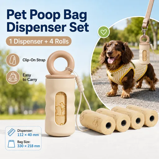 Purple Pet Poop Bag Dispenser with 4 Waste Bag Rolls Portable Dog Waste Bag Holder Clip-On Leash Dispenser Twist Lock Refillable Pet Waste Bag Carrier for Dog Walking Travel Outdoor Accessories