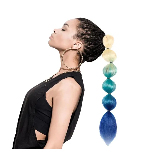 Long Braided Bubble Ponytail Extensions for Black Women, Afro Puff Ponytail Wrap Around Hair Tie Protective Style Kinky Straight Lantern Braid Ponytail Bubble Hairpieces Daily Wear