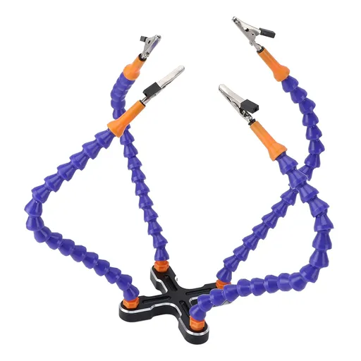 Soldering Helping Hands 4 Flexible Arms Aluminum Alloy Base Third Hand Tools with 4pcs Clips for Assembly Repair Modeling Jewelry Making Black