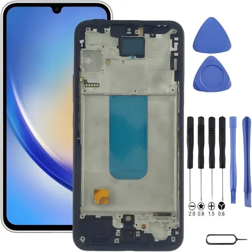 Samsung Galaxy A34 5G Screen Replacement with Frame, 6.6" 120Hz Super AMOLED Flat Touch Digitizer, Complete Disassembly Repair Tool Kit for SM-A346U SM-A346U1 SM-A346W SM-A346B SM-A346E SM-A3460
